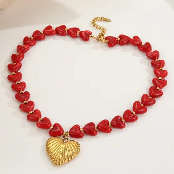 Collar de Corazones con Pendant en Acero Inoxidable