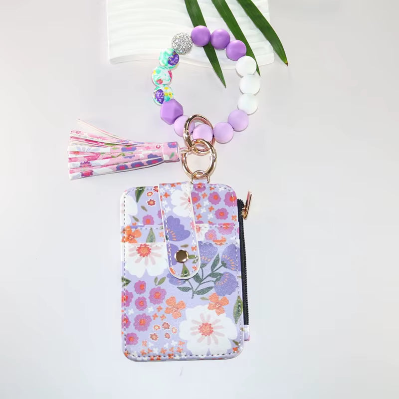 Mini Wallet de Tarjetas con Monedero - Estilo pulsera con llavero (Variedad)