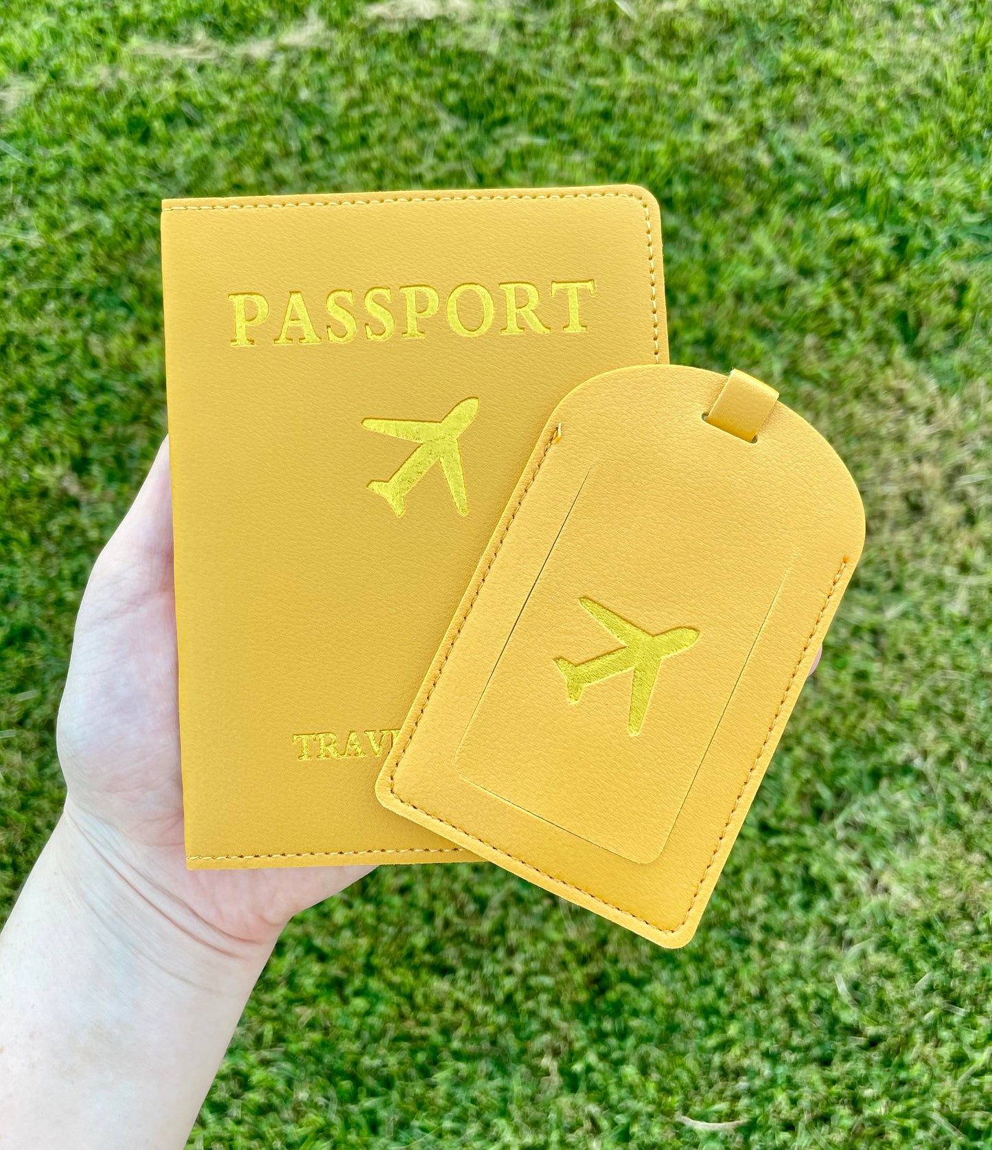 Estuche de pasaporte y etiqueta de maleta - Set para viaje
