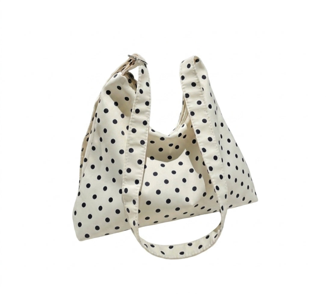 Cartera de Hombro en Tela - Puntos Negros