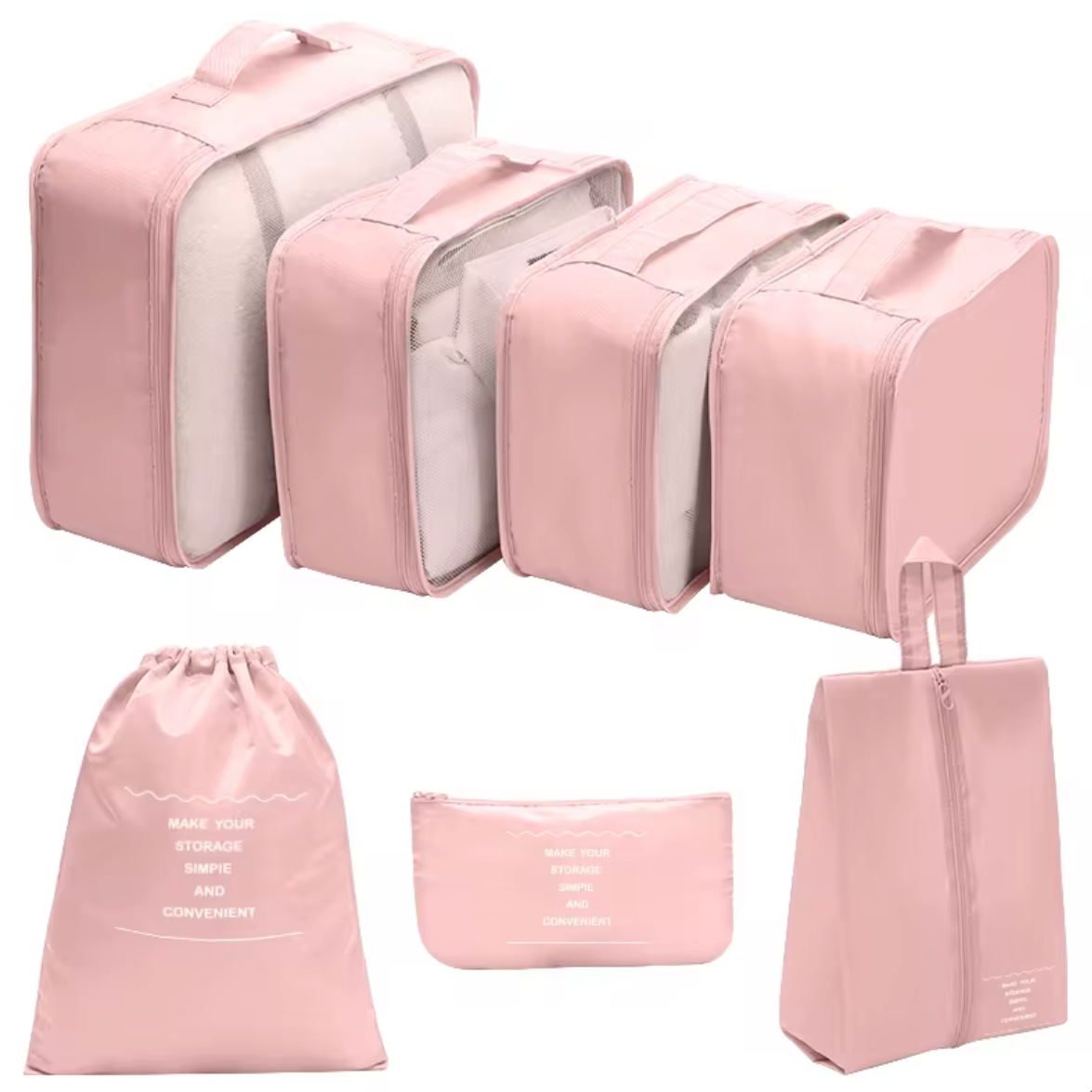 7-piece travel bag and clothes organizer set