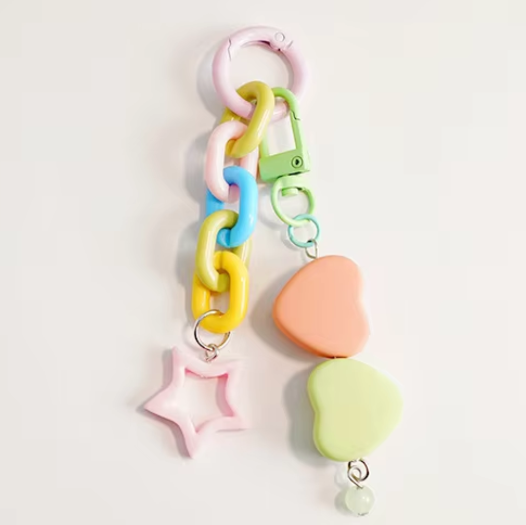 Colorful Acrylic Keychain with Hearts and Stars