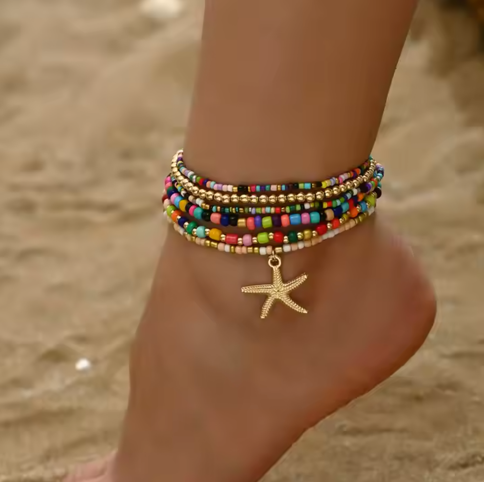 Pulsera de Tobillo Boho - Multicolores o Blanco