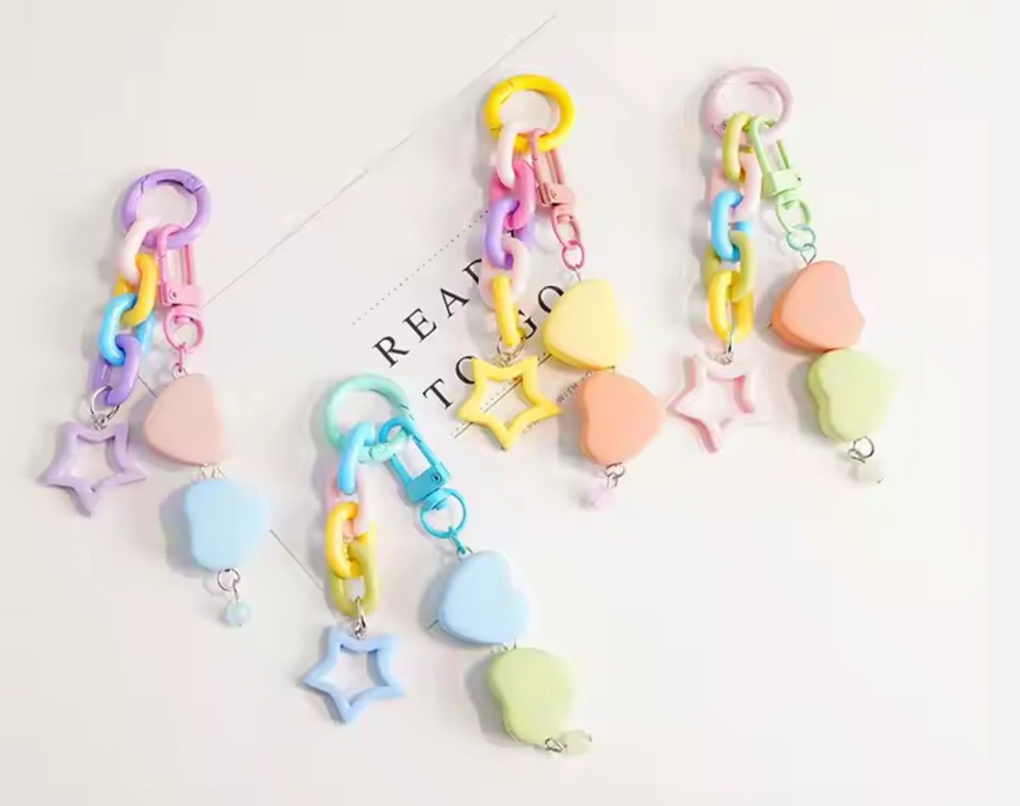 Colorful Acrylic Keychain with Hearts and Stars