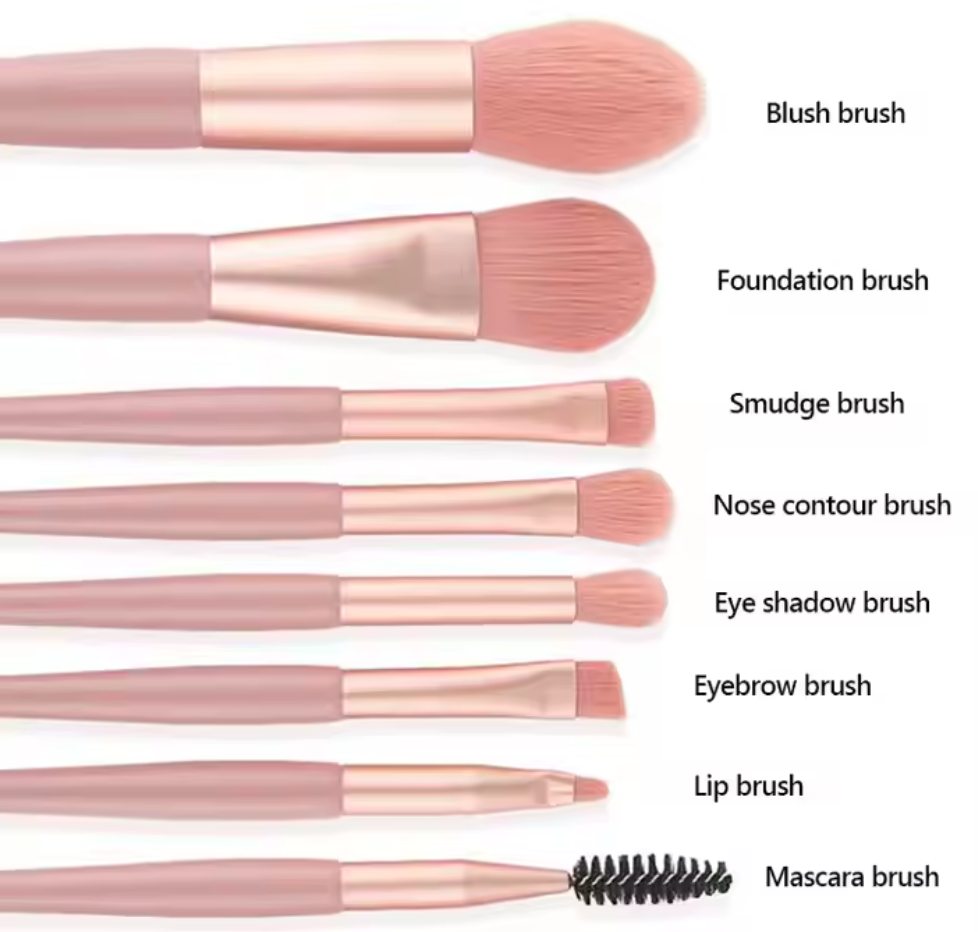 Juego de 8 brochas de maquillaje portátil