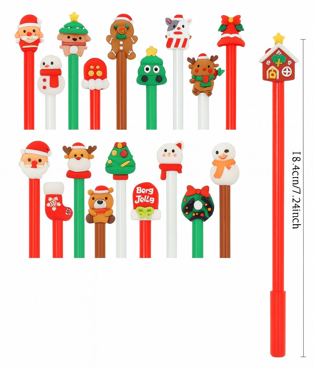 Bolígrafo con Figura Navideña de Goma - Tinta Negra