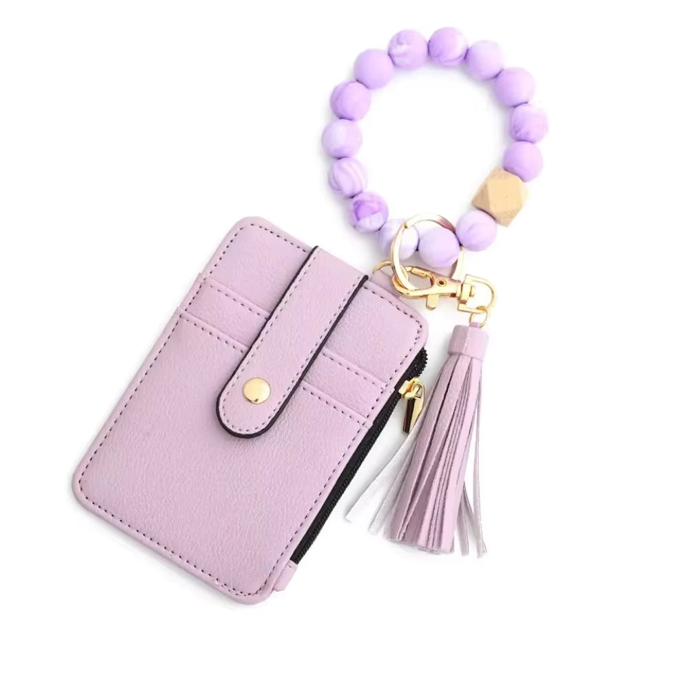 Mini Wallet de Tarjetas con Monedero - Estilo pulsera con llavero (Variedad)