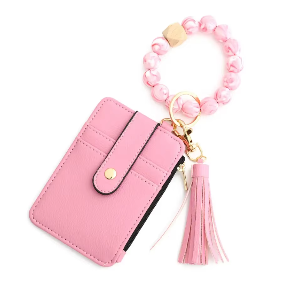 Mini Wallet de Tarjetas con Monedero - Estilo pulsera con llavero (Variedad)