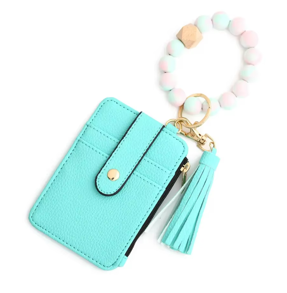 Mini Wallet de Tarjetas con Monedero - Estilo pulsera con llavero (Variedad)