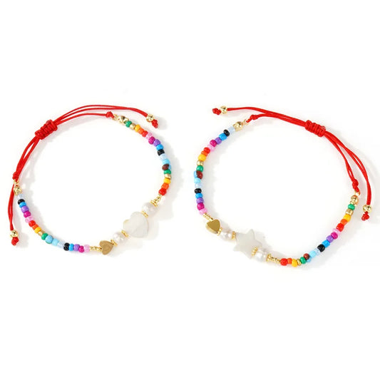 Pulseras Ajustables de Colores - Corazón y Estrella