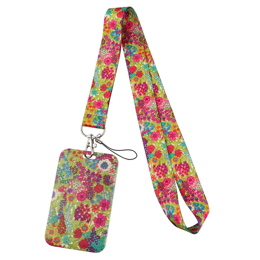 Lanyard con Portatarjetas en Acrílíco - Diseño Floral (Variedad)