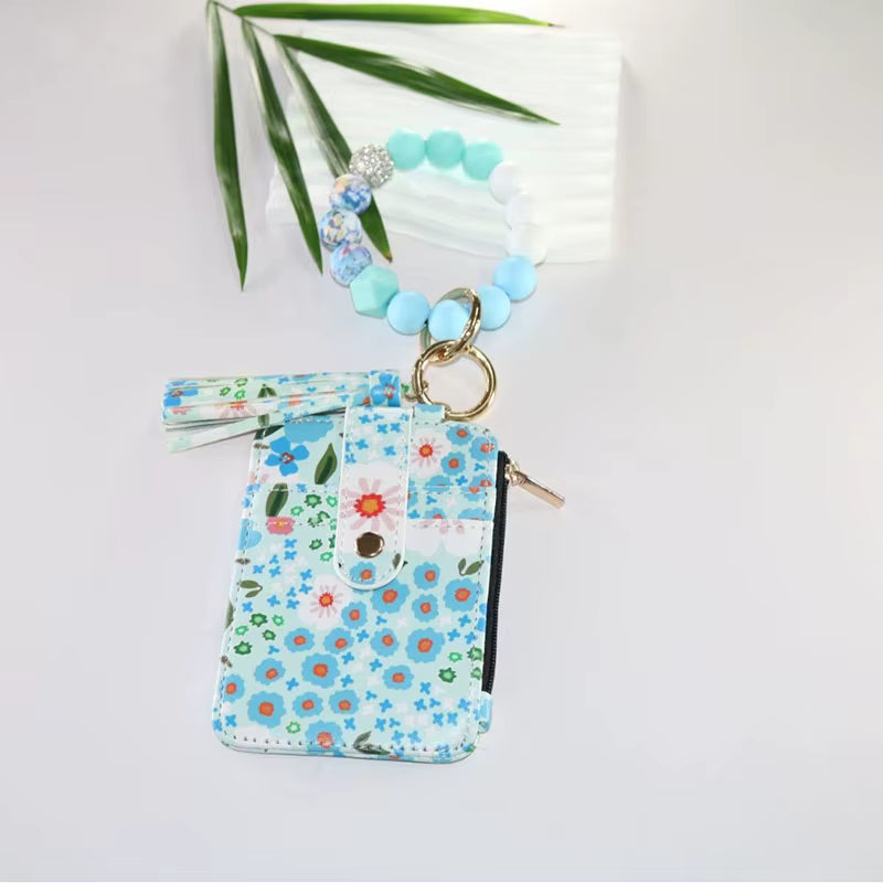 Mini Wallet de Tarjetas con Monedero - Estilo pulsera con llavero (Variedad)