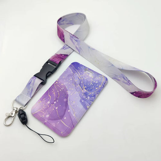 Lanyard con Portatarjetas en Acrílíco - Diseño Galáctico (Variedad)