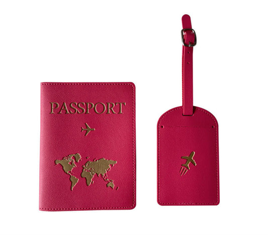 Estuche de pasaporte y etiqueta de maleta - Set para viaje
