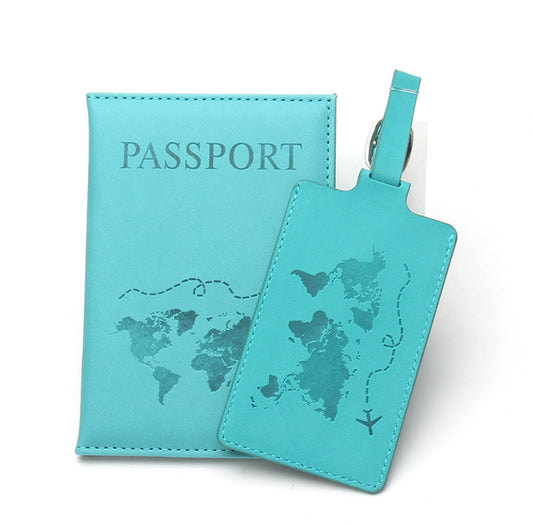 Estuche de pasaporte acolchonado y etiqueta de maleta - Set para viaje