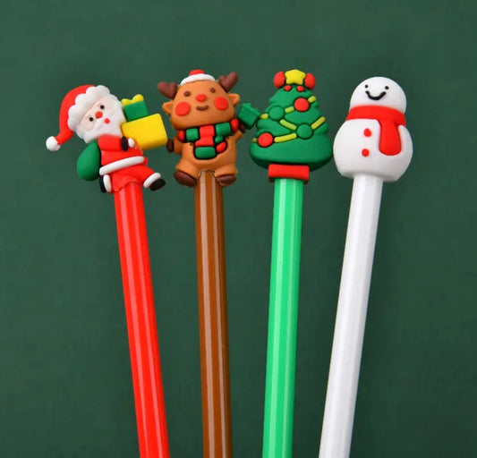 Bolígrafo con Figura Navideña de Goma - Tinta Negra