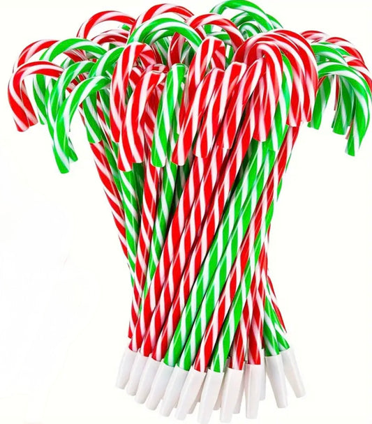 Bolígrafos de "Candy Canes" (Bastones de Navidad) - Tinta Negra