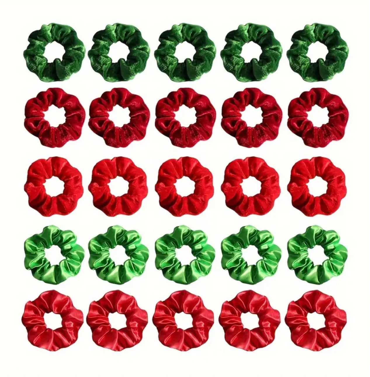 Scrunchies (Moños) Navideños - Tela Satín y Algodón