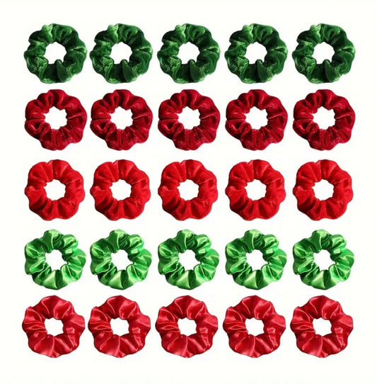 Scrunchies (Moños) Navideños - Tela Satín y Algodón