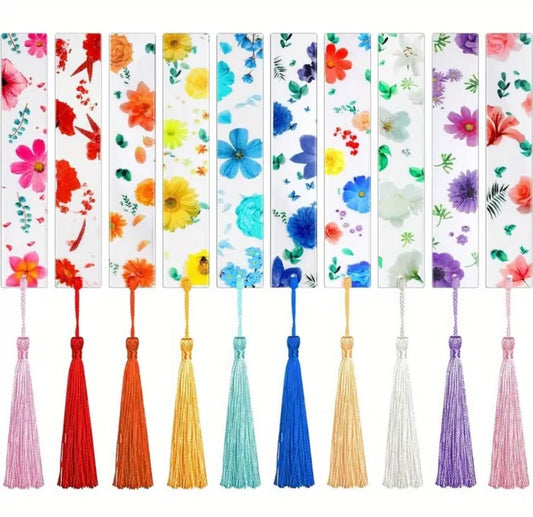 Marcadores de Libros - Diseño Floral en Acrílico