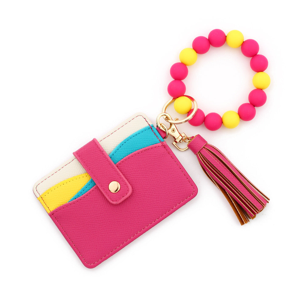 Mini Wallet de Tarjetas - Estilo pulsera con llavero (Variedad)