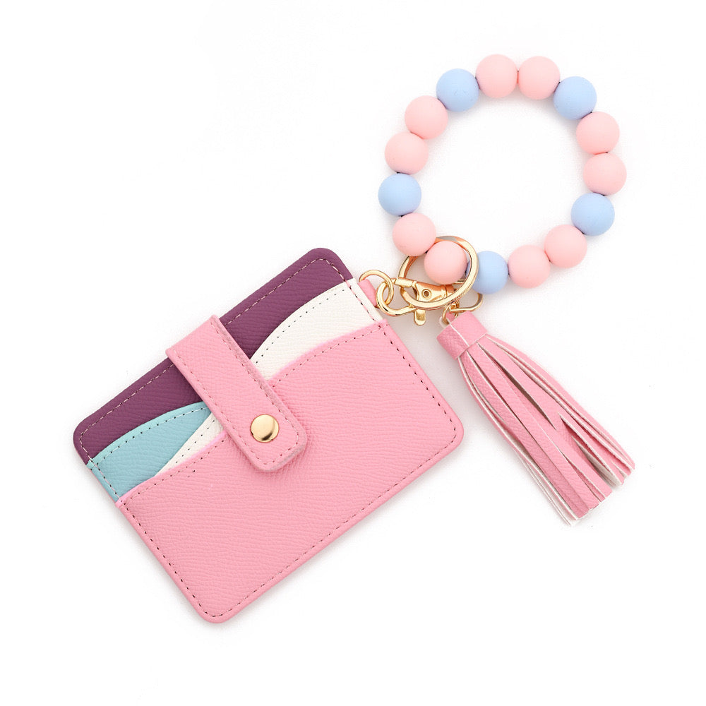 Mini Wallet de Tarjetas - Estilo pulsera con llavero (Variedad)