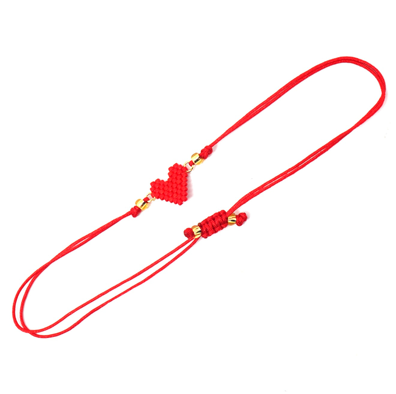 Pulsera de Hilo Ajustable - Corazón Rojo