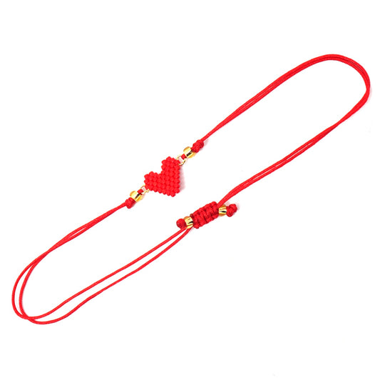 Pulsera de Hilo Ajustable - Corazón Rojo