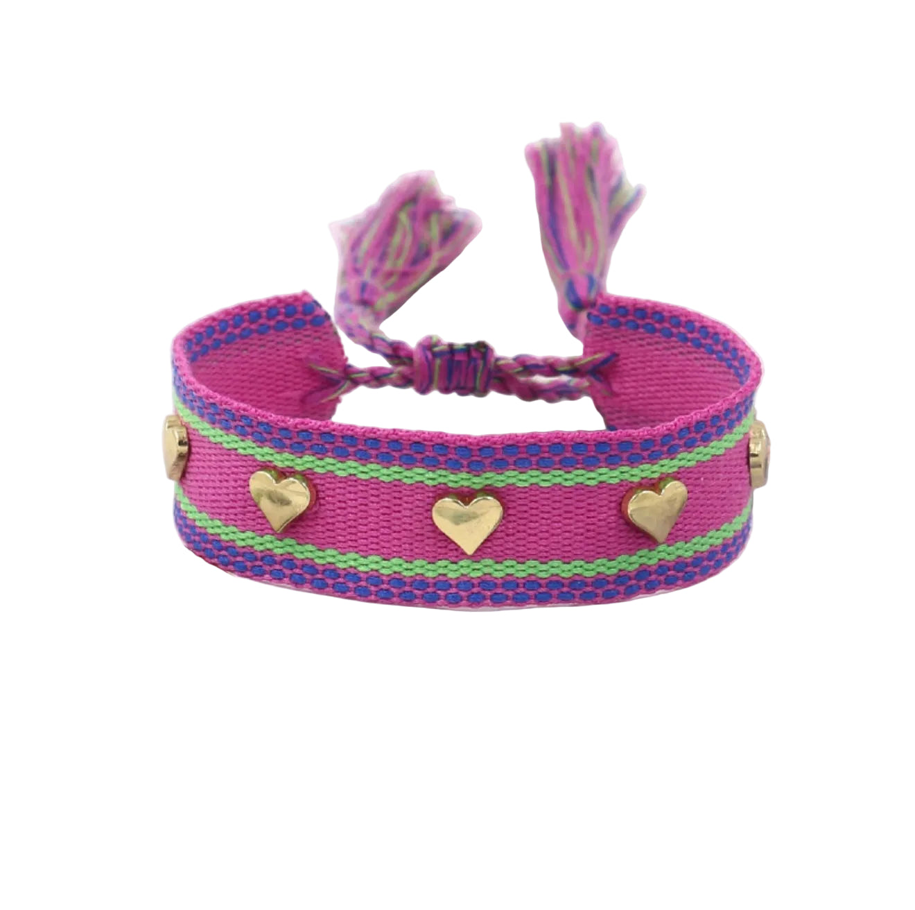 Pulsera Boho en Tela Algodón con Corazones (Variedad)