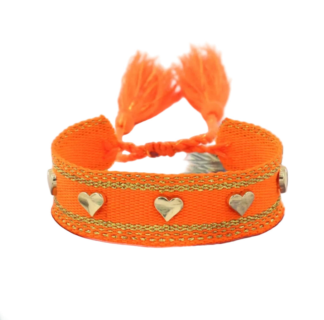 Pulsera Boho en Tela Algodón con Corazones (Variedad)