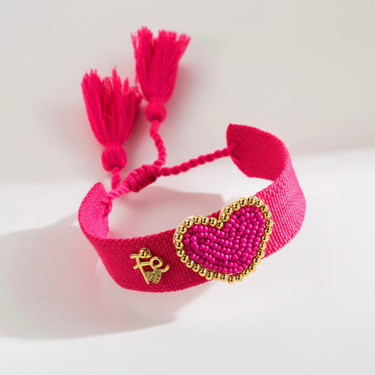 Pulsera Boho en Tela - Frase Fé (Variedad)