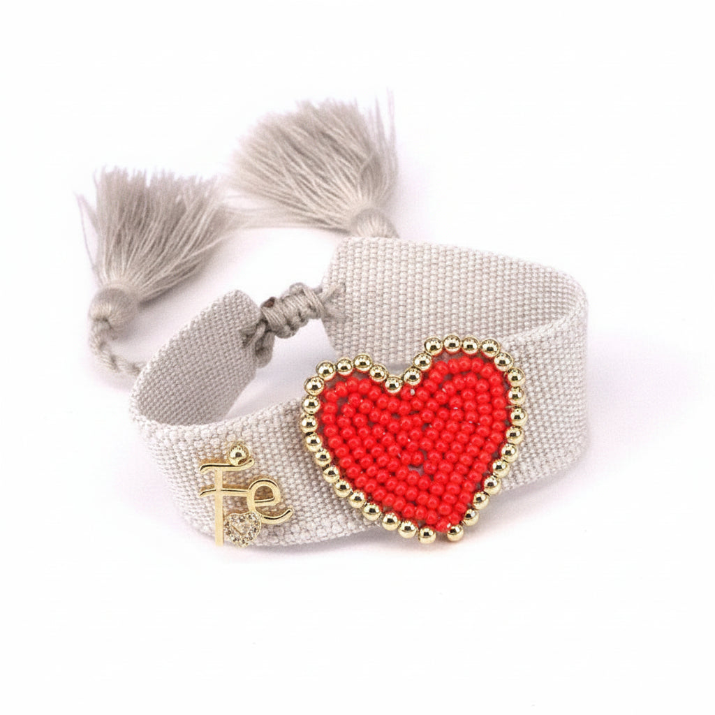 Pulsera Boho en Tela - Frase Fé (Variedad)