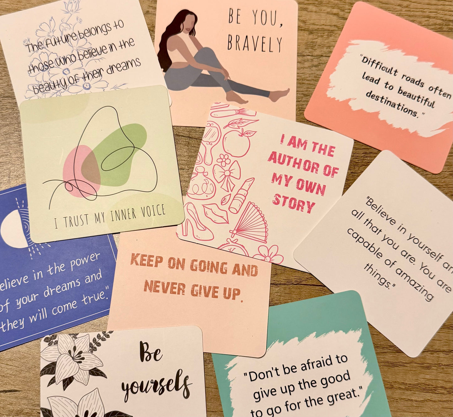 Set de 10 Frases Motivacionales Variadas en Inglés - Incluye Estuche HAFIE