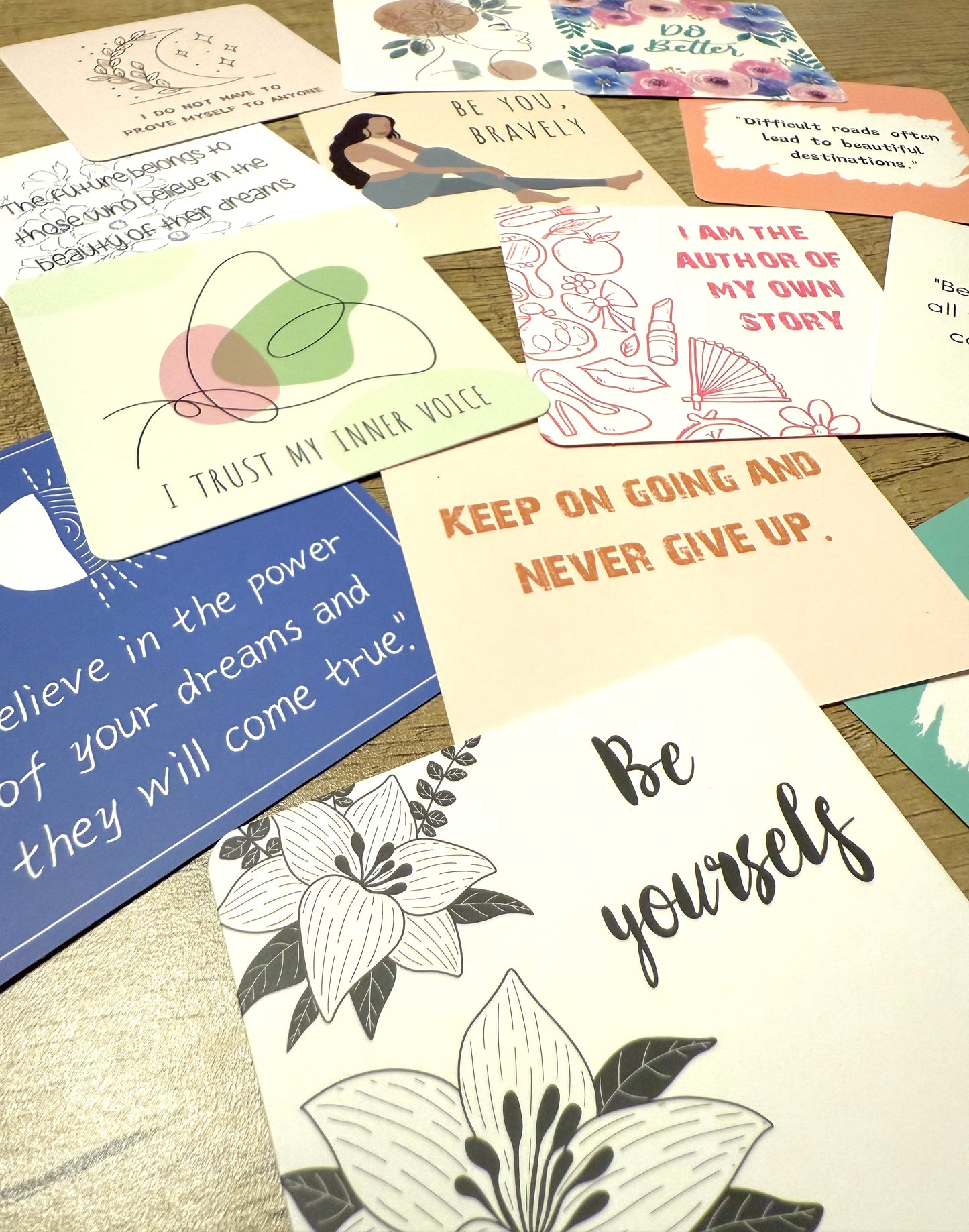 Set de 10 Frases Motivacionales Variadas en Inglés - Incluye Estuche HAFIE