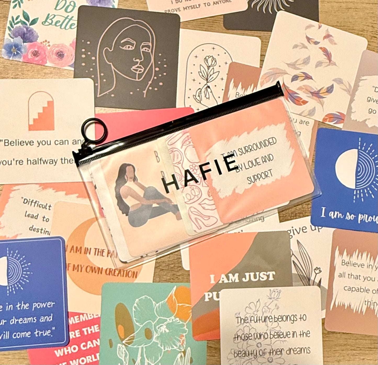 Set de 10 Frases Motivacionales Variadas en Inglés - Incluye Estuche HAFIE