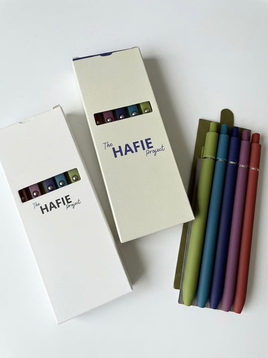 Set de 5 Bolígrafos HAFIE - Punta Fina y Tinta Negra o Azul