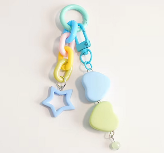 Colorful Acrylic Keychain with Hearts and Stars