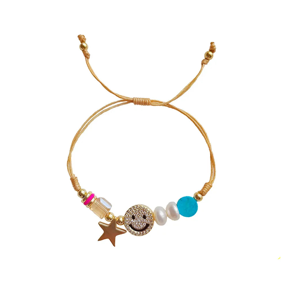 Pulsera Ajustable con Pendant de Estrella y Cara Sonriente
