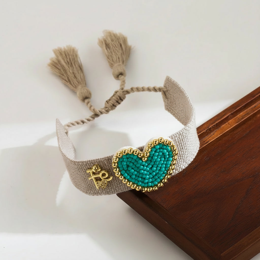 Pulsera Boho en Tela - Frase Fé (Variedad)
