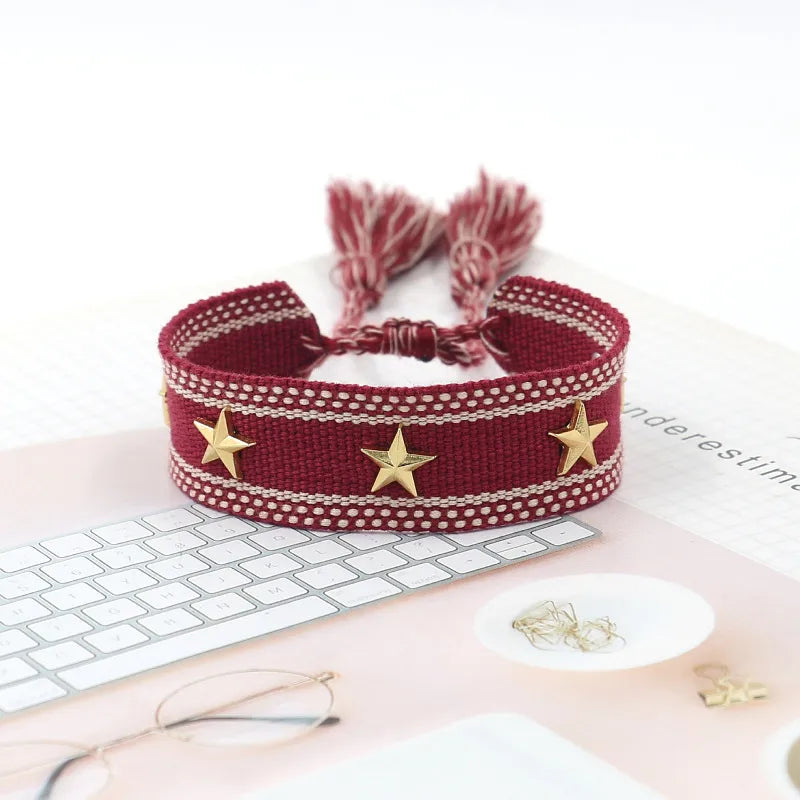 Pulsera Boho en Tela Algodón con Estrellas (Variedad)