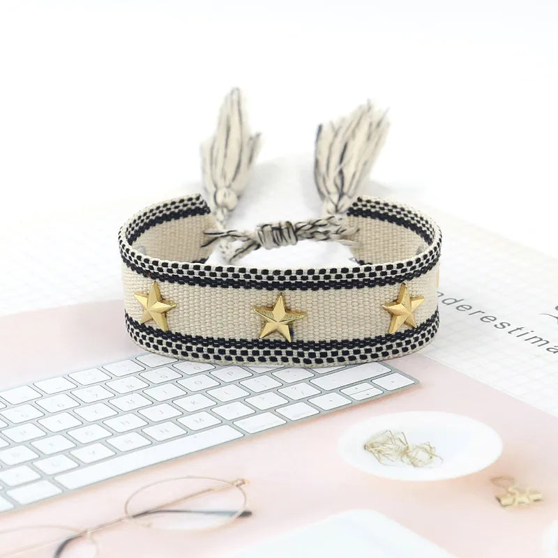 Pulsera Boho en Tela Algodón con Estrellas (Variedad)