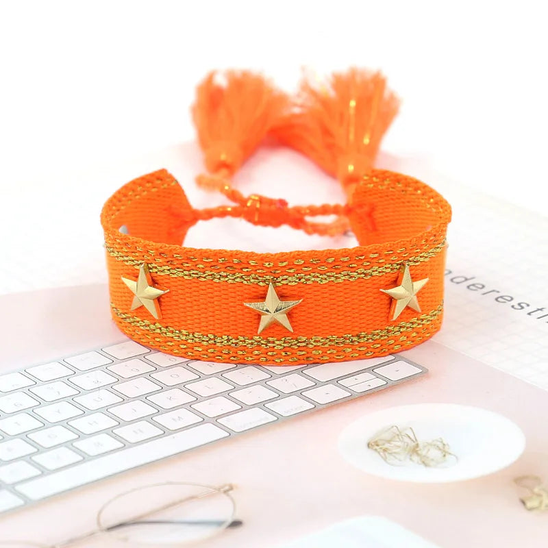 Pulsera Boho en Tela Algodón con Estrellas (Variedad)