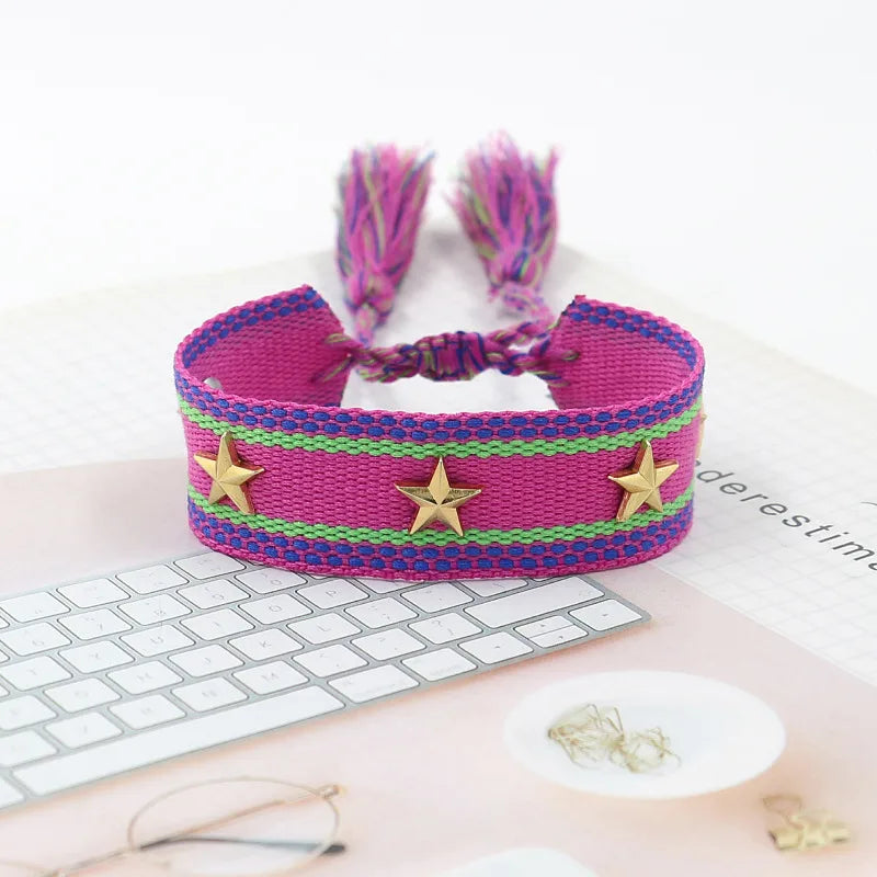 Pulsera Boho en Tela Algodón con Estrellas (Variedad)