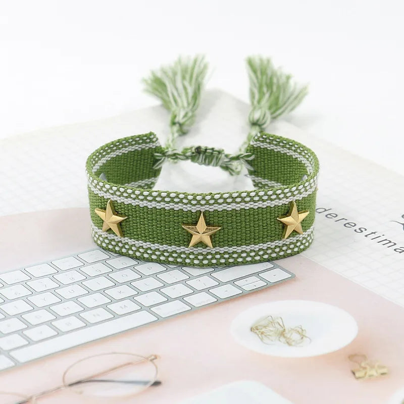 Pulsera Boho en Tela Algodón con Estrellas (Variedad)