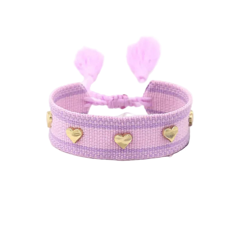 Pulsera Boho en Tela Algodón con Corazones (Variedad)