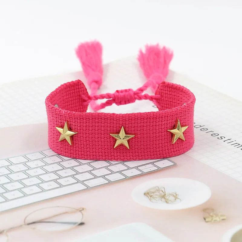 Pulsera Boho en Tela Algodón con Estrellas (Variedad)