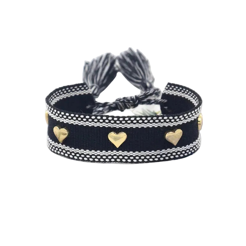 Pulsera Boho en Tela Algodón con Corazones (Variedad)
