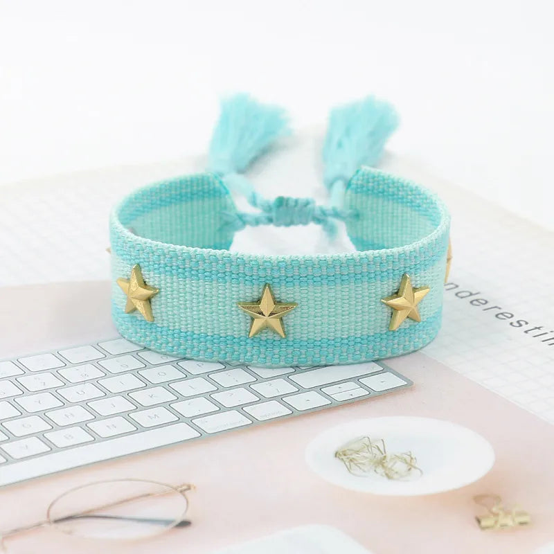 Pulsera Boho en Tela Algodón con Estrellas (Variedad)