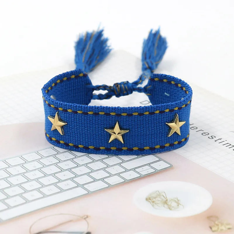 Pulsera Boho en Tela Algodón con Estrellas (Variedad)