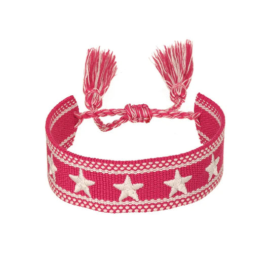 Pulsera Boho en Tela Algodón con Estrellas (Variedad)